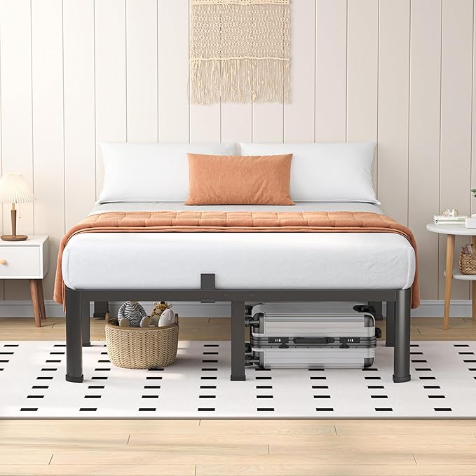 12 Inch King Heavy Duty 3500 lbs Bed Frame with Round-Corner Legs & Anti-Squeak Design – Quick Assembly Metal Platform, No Box Spring Needed