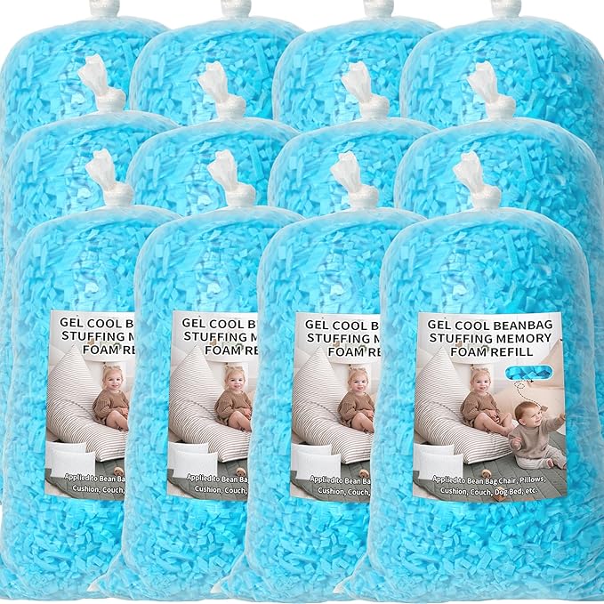 Bean Bag Filler, 60lbs Shredded Memory Foam Filling, Soft Pillow Stuffing Bean Bag Refill Foam for Couch, Cushion, Stuffed Animals, Dog Bed, Arts Crafts