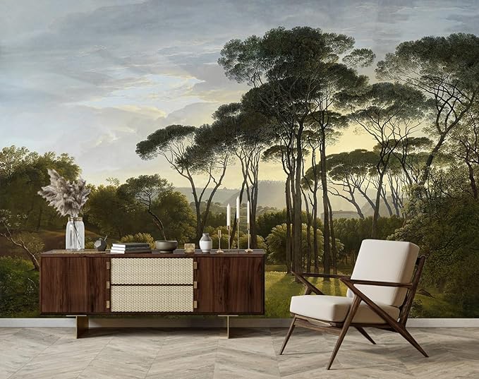 Vintage Scenery Wallpaper Forest Landscape Wall Mural for Living Room Bedroom（Not Peel and Stick）