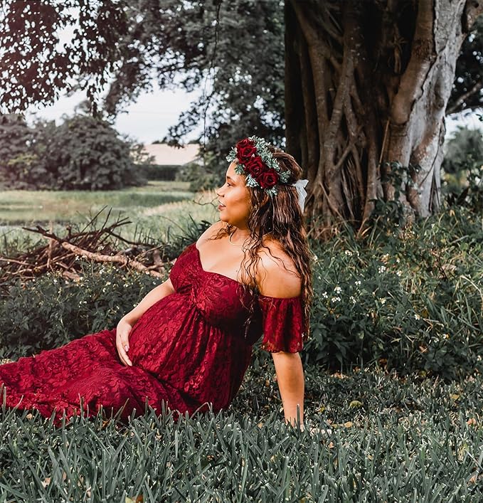 Vividsun Women Flower Crown Floral Headpiece Festival Wedding Hair Wreath Floral Crown (Burgundy)