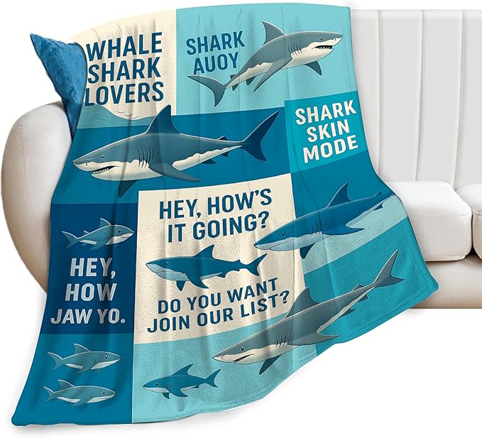 Shark Fleece Throw Blanket Fuzzy Plush Super Soft Cozy Warm Stuff Bedding Ocean Animal Blanket Gifts for Whale Shark Lover Boys Girls Kids Adult Men Women 40"X50"