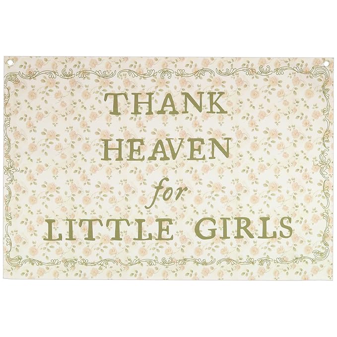 Christian Bible Verse Scripture Rectangular Banner Flag Wall Sign Decor Gift for Baby Girl-Nursery Baby Room Bedroom Decor-Baby,Shower Birthday Christmas Gift-Thank Heaven for Little Girls