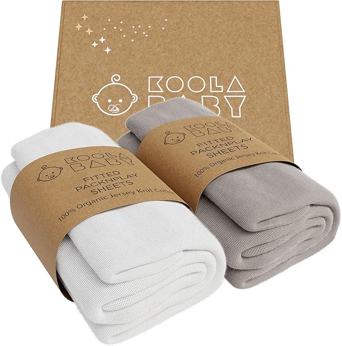 Pack and Play Sheets Fitted - Portable Mini Crib Mattress Sheet for Boys & Girls - Soft Jersey Cotton Play yard Sheets - Mattress Cover - Fits Most Pack n Play - Safe and Snug for Baby 2 Pack