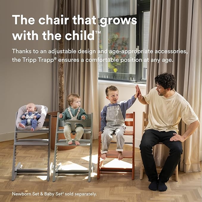 Tripp Trapp Chair from Stokke, Oak Black - Adjustable, Convertible Chair for Toddlers, Children & Adults - Comfortable & Ergonomic - Made with Oak Wood