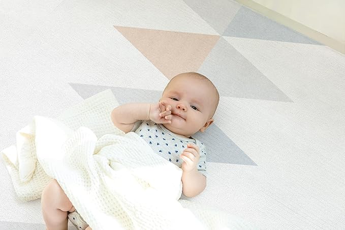 Ultra-Cushioned Premium Baby Play Mat - Urban Object + Fabric Grey - Made in Korea - Tummy Time Mat with Superior Shock Absorption, Non-Toxic Baby Floor Mats, Water Resistant, Reversible - 83"x55"