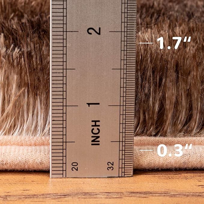 Round Shaggy Circular Tie-dye Brown Super Soft 4FT Fuzzy Plush Rug for Kids, Nursery and Teen's Room