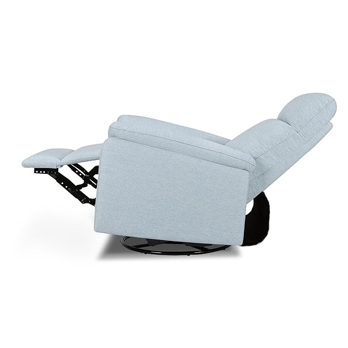 DaVinci Suzy Electronic Swivel Recliner with USB Port in Heathered Blue, GREENGUARD Gold & CertiPUR-US® Certified