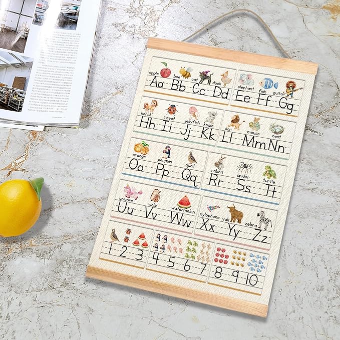 Kids Alphabet and Numbers Educational Poster for Classroom Decor,Colorful Educational Posters for Toddlers 1-3,Toddler Learning Poster for Kids Ages 3-5 for Nursery Playroom,Classroom Must Haves 14x18.5Inch (Colorful-05)