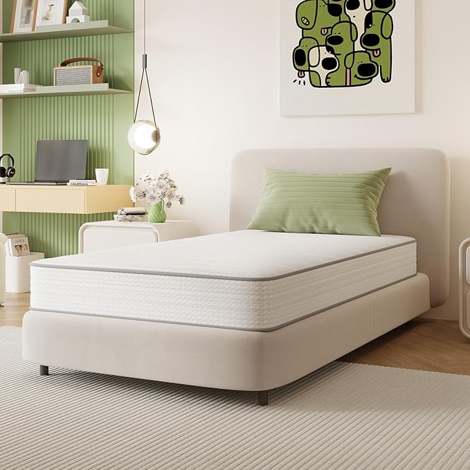 Novilla Twin Mattress, 6 Inch Twin Size Mattresses in a Box with Smarts™ Coil for Pressure Relief, Medium Plush Foam and Spring Hybrid Colchones with CertiPUR-US Certified for Kids