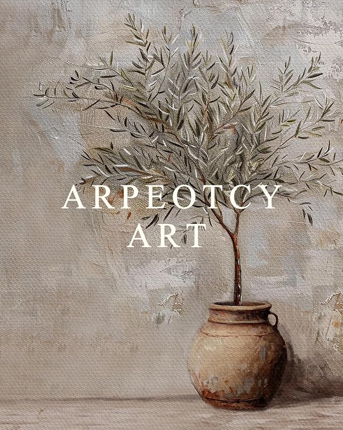 ARPEOTCY Vintage Framed Botanical Wall Art, Bedroom Bathroom Rustic Farmhouse Art Decor, Olive Tree in Vessel Canvas Print Retro Paintings, Home Neutral Antique Decor, 8x10 Inch