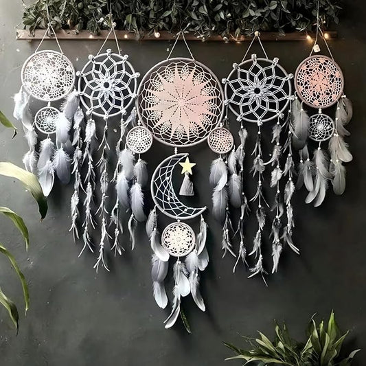 Dream Catcher Wall Decor,Large Boho Dream Catcher with Luxurious Feathers & Beads, Handmade Wall Hanging for Bedroom, Nursery, Living Room, Gift Ready for Girls & Adults (Floral)