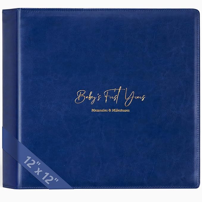 Keepsake Baby Memory Book Girl Boy – Timeless Leather-Bound Baby Milestone Book – Baby Book Keepsake Record First 5 Years – Gender Neutral Baby Scrapbook Album Baby Album Journal Registry Search Gift