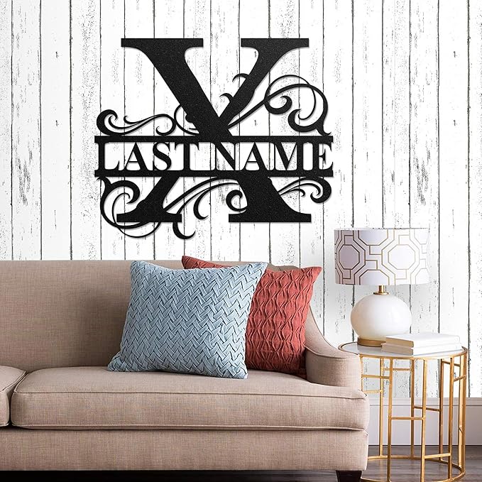 LULLBABYMALL Custom Metal Signs - Last Name Sign, Split Letter Monogram, Letter X, Family Name Wall Art, Outdoor Metal Signs, Personalized Wedding Gift