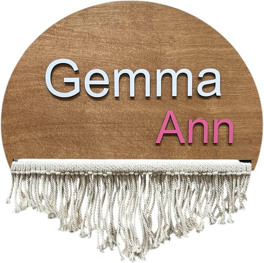 Personalized Name Sign for Nursery - Custom Wooden Name Signs for Kids Room, Personalized Nursery Name Sign - Perfect Shower Gift, Wall Name Decoration & Wedding signs, Family Name Signs(Macrame)