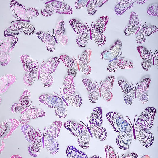 36PCS Butterfly Wall Decals - Purple Butterflys Stickers Mural Wall Decor Home Decor Kids Room Bedroom Decor Living Room Decor, Removable Reusable Stickers