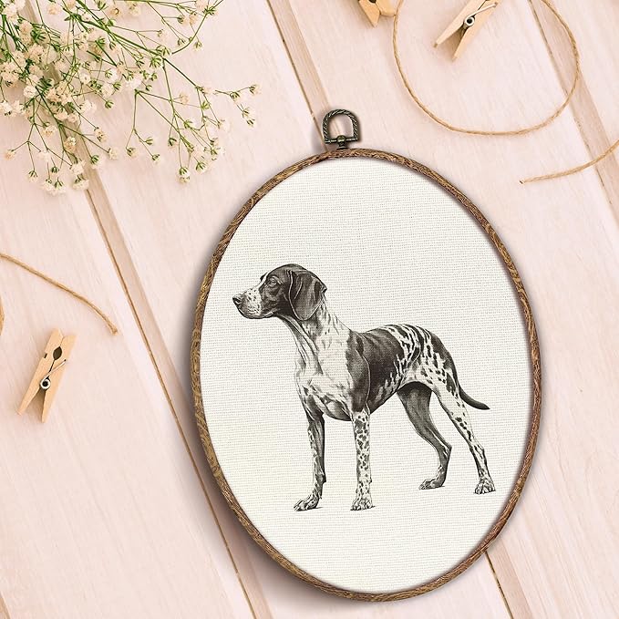 German Shorthaired Pointer Oval Wall Art Framed, Dog Mom Gifts Oval Wall Decor, Dog Lovers Gifts Hanging Canvas Prints Wall Sculptures for Bathroom Bedroom Living Room Decor, 8.5x11.5 Inch
