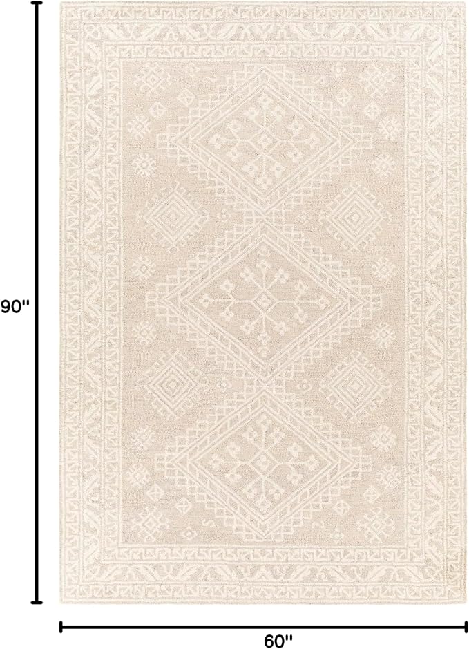 Mark&Day Wool Rugs, 5x7 Ubbena Traditional Taupe Area Rug, Beige Carpet for Living Room, Bedroom or Kitchen (5' x 7'6")