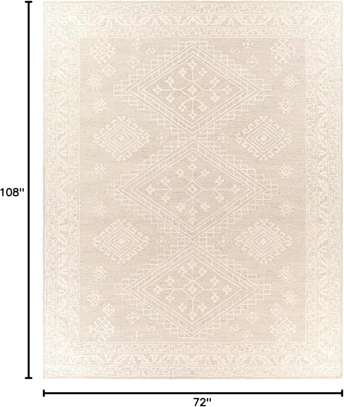 Mark&Day Wool Rugs, 6x9 Ubbena Traditional Taupe Area Rug, Beige Carpet for Living Room, Bedroom or Kitchen (6' x 9')