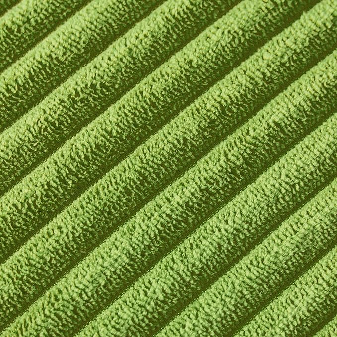 Fancy Homi Pack of 2 Lime Green Lumbar Decorative Throw Pillow Covers with Pom-poms, Soft Corduroy Solid Rectangle Cushion Cases Set for Couch Sofa Bedroom Car Living Room (12x20 Inch/30x50 cm)