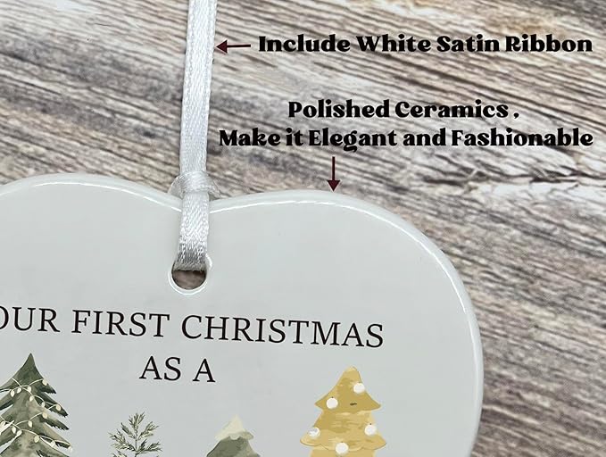 Our First Christmas as a Family of Four-2025 for The Second Kid from Parents-Litter Brother Sister New Baby Gift-Welcome Newborn Birth-Hanging Heart Shaped Ornament-Double Sided Printed