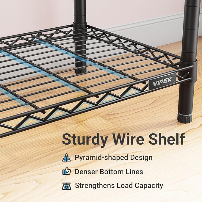 VIPEK V5C SE Covered Garment Rack Heavy Duty Clothes Rack with Cover and Adjustable Shelves, Freestanding Portable Closet Racks Clothes Storage Wardrobe Closets, Black Clothing Racks with Grey Cover