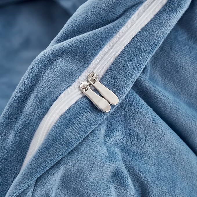 Houseri Blue Duvet Cover Queen Lake Blue Fluffy Bedding Duvet Covers Full Haze Blue Fuzzy Flannel Furry Duvet Cover Micromink Sherpa Light Blue Plush Warm Bedding Set Queen