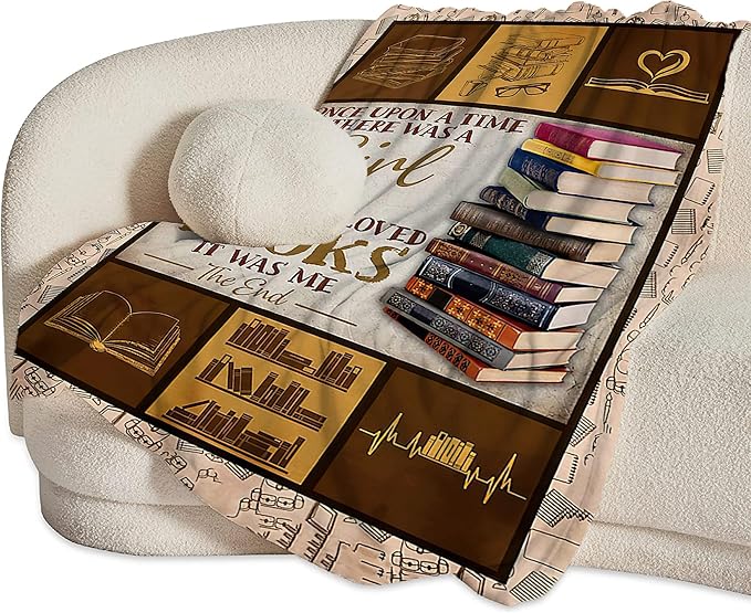 jerkboo Books Reading Blanket Throws Reading Gifts Reading Throw Blanket for Girls Kids Adults Soft Warm Cozy Fleece Blanket for Couch Sofa Bed 50""x40""