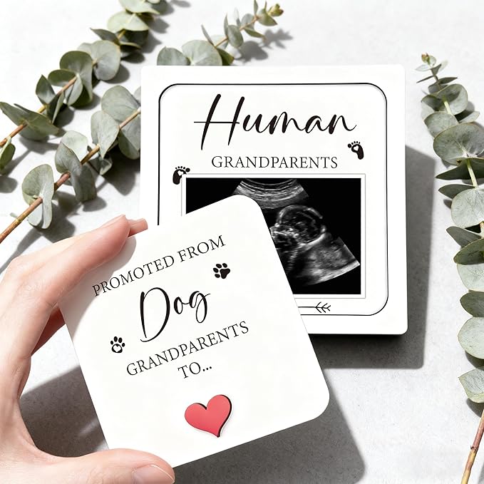 Pregnancy Announcement, Ultrasound Picture Frame Wooden Surprise Box, Promoted From Dog Grandparents To Human Grandparents, Birth Announcement Ideas - Pregnancy Reveal Gifts