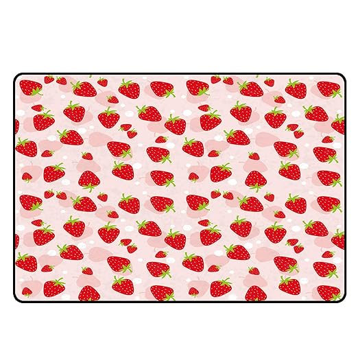 Strawberry Rug Kwaii Pink Area Rugs for Bedroom Dorm Living Room Cute Throw Rug Floor Mat Pad Doormat Carpet, 6' x 9'(180 x 275cm)