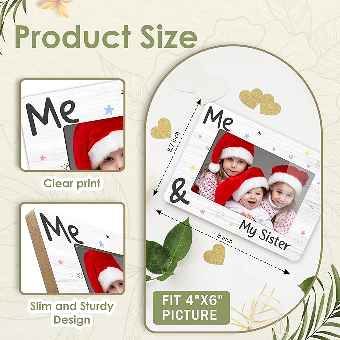 Personalised Baby Photo Frame Keepsake Me and My Sister Christmas Photo Picture Frame, Sibling Keepsake, Ideas Big Sister Gift, Shower Gift and Gender Neutral Nursery Decor - A13