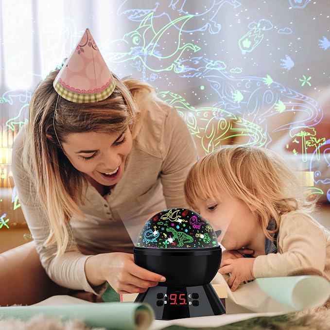 Dinosaur Night Light Projector for Kids Toys for Boys Room, 360 Degree Rotation with 17 Colors Dino Projection Light for Toddler Nightlight Lamp Christmas Gifts Dinosaur Toys for Kids 3-5