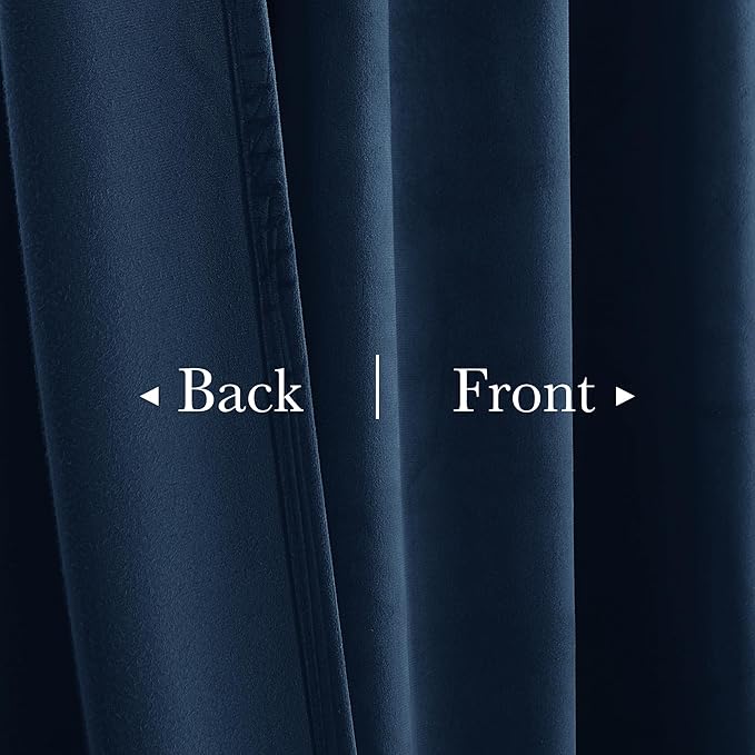 StangH Blue Velvet Curtains 96 inches Long Navy Blue Blackout Bedroom Window Drapes Back Tab Temperature Control Privacy Panels for Doorway/Living Room, W42 x L96, 2 Panels