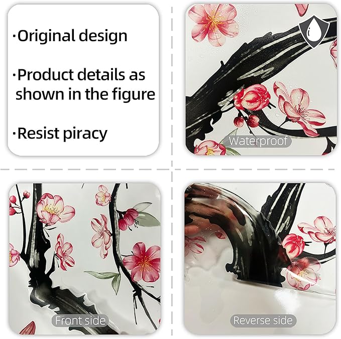 Cherry Blossom Wall Decals, Watercolor Pink Flower Tree Peel and Stick Wall Stickers for Living Room, Bedroom, Sofa, TV Background Home Decor, Nursery, Kids Room Wall Art (Large)