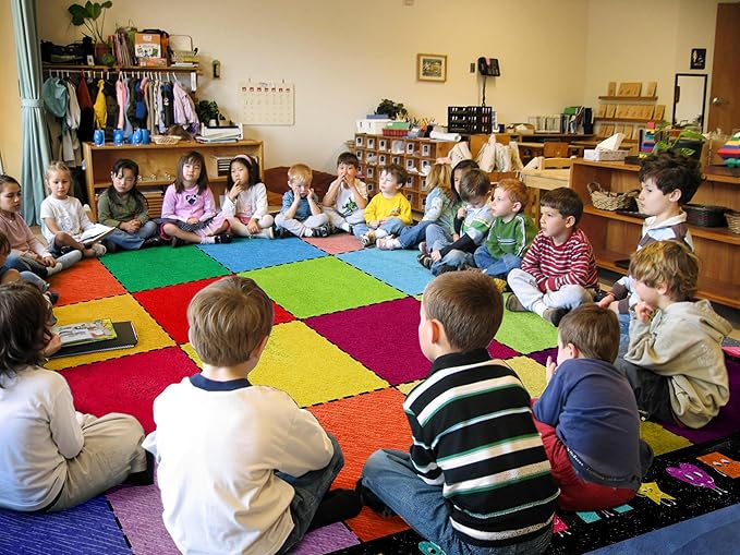 OLEEK Large Classroom Rug Elementary 6x9 - Classroom Rugs for Kids Room - Classroom Carpet Elementary - Kids playroom Rug 6 x 9 - Preschool Rugs for Classroom - Schoolgirl Style Classroom Decor