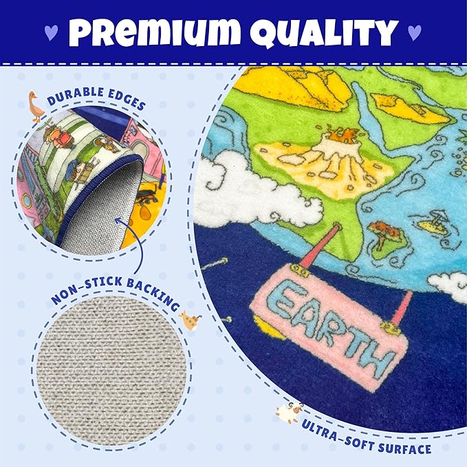 Solar System Explorer 6x9 Kids Area Rug – Educational Outer Space Map with Planets, Rockets, Robots & Aliens – Ideal for Playroom, Classroom, Living Room, or Science-Loving Children