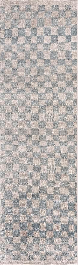 Hauteloom Benjy Hallway, Kitchen Runner Rug - Contemporary - Cream, Silver Blue - 2'7" x 10'