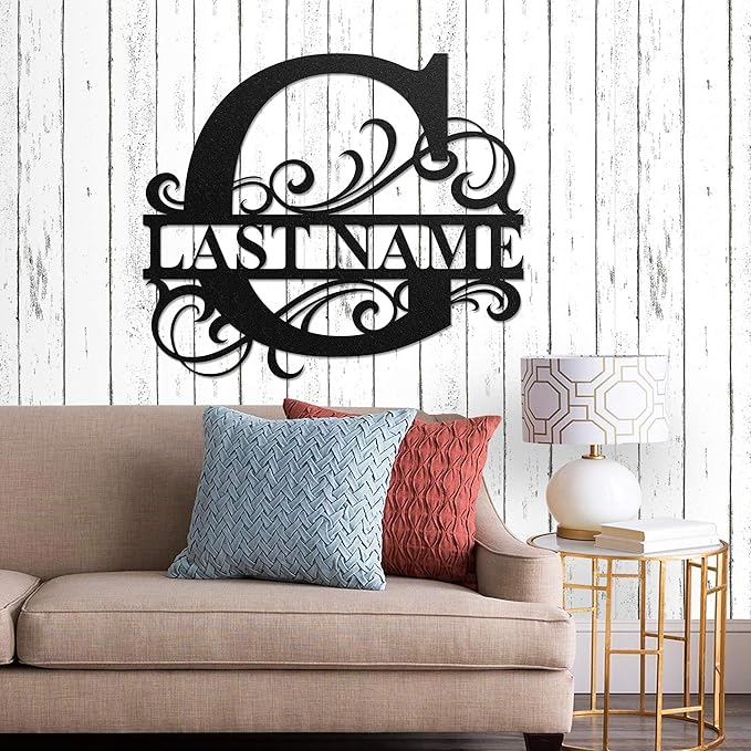 LULLBABYMALL Custom Metal Signs - Last Name Sign, Split Letter Monogram, Letter G, Family Name Wall Art, Outdoor Metal Signs, Personalized Wedding Gift