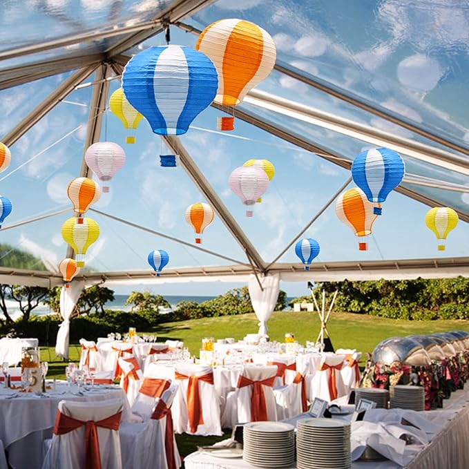 ADLKGG Hanging Hot Air Balloon Paper Lanterns Set Party Decoration Birthday Wedding Christmas Party Decor Gift, 12 inch, Pack of 5 Pieces