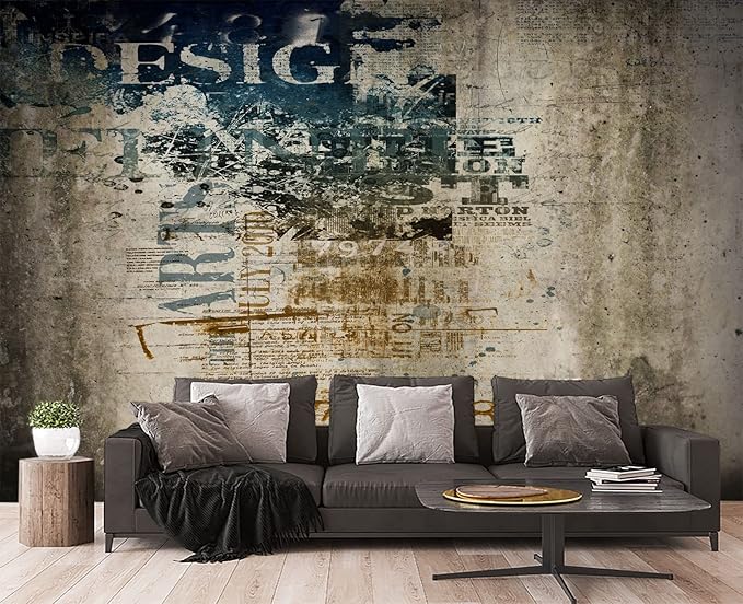Retro Graffiti Wall Mural Wallpaper for Bedroom 137" x 100"