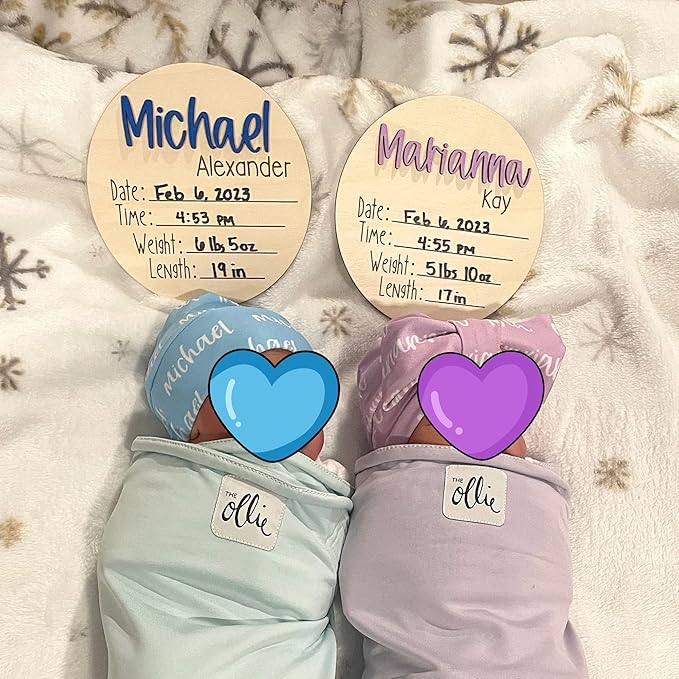NAZENTI Personalized Baby Name Announcement Wooden Signs, Custom Birth Announcement Sign For Hospital, Baby's Arrival Gift For Decor, Welcome Sign, Gifts For Baby Girl Or Boy Shower