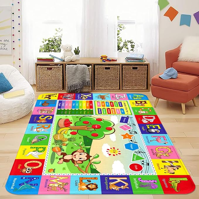 ABC Carpet, Kids Carpet 5x7 FT, ABC Alphabet Mat, Fun Game Area Rug for Kids Bedroom, Kids Educational Rug for Room, Living Room, Nursery Room, Toddler Classroom Decor