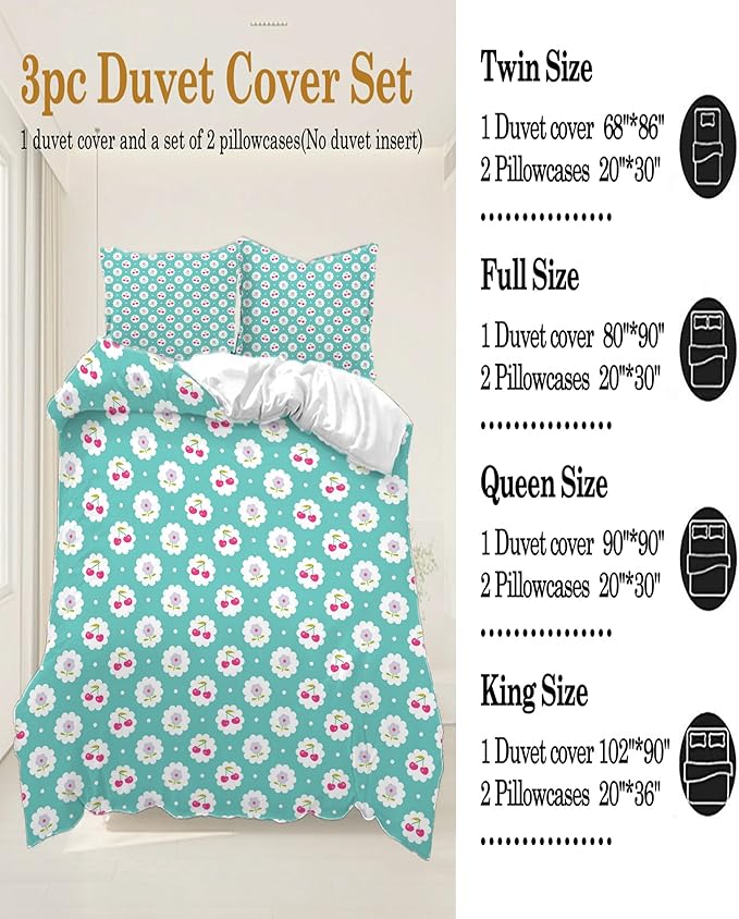 Garden Style Duvet Cover Floral Print Bedding Sets Twin Pink White Floral Comforter Cover Chic Flower Print Duvet Cover for Girl Women Boho Flower Duvet Cover with Zipper Closure