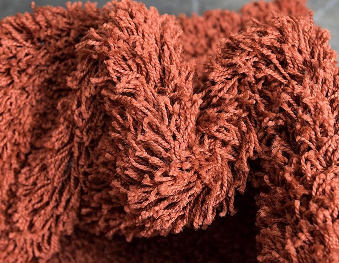 Unique Loom Solid Shag Collection Area Rug (2' 2" x 6' 5" Runner, Terracotta)