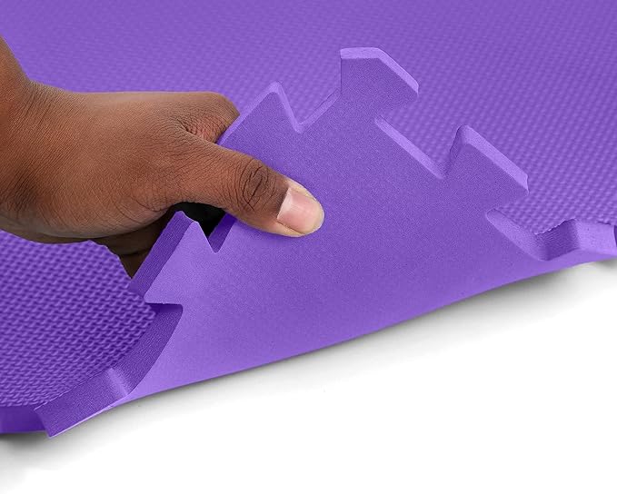 FlooringInc's 1/2" Soft Non-Toxic Baby Play Mat, Toddler Playmat, Colorful Puzzle PlayMat, Floor Mats for Kids & Babies, EVA Foam Interlocking Tiles for Nursery & Playroom | Purple, 50 Tiles, 200 SqFt