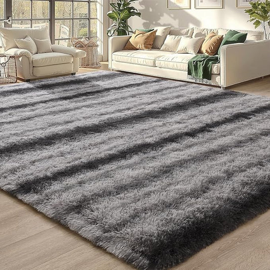 Meralax Grey Rugs for Living Room Bedroom, 5x8 Large Soft Fluffy Shaggy Gray Bedside Rug, Machine Washable Indoor Floor Carpet for Kids Girls Boys, Dorms, Nursery Rooms, Home Decor Aesthetic