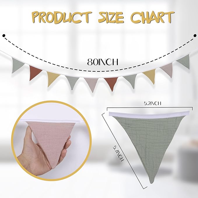 Pennant Banner Flags,Infant and toddler room decoration pennant,for Nursery Decor Baby Birthday Boho Wedding Shower Party Event (Colorful triangular flag banner96)