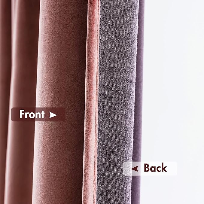 MIULEE Dusty Rose Pink Velvet Curtains Thermal Insulated Blackout Curtain Drapes for Bedroom Living Room Darkening 94 Inches Long Curtains Panels Rod Pocket Set of 2