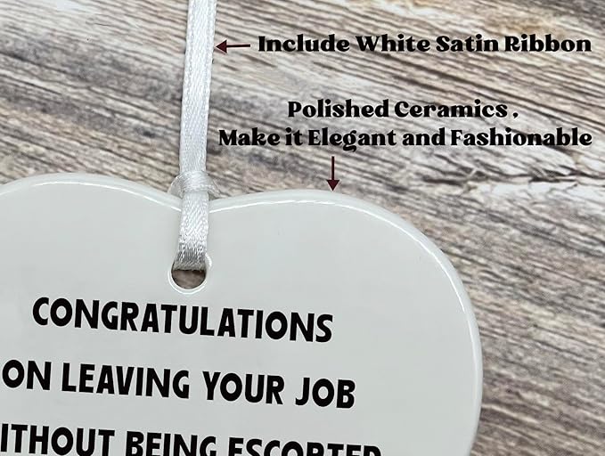 Funny Colleague Gift for Promotion Retirement Farewell Goodbye New Job-Thank You Appreciation Congrats Heart Shaped Christmas Ornament for Coworker Boss Leader-Office Leaving Gift Decoration