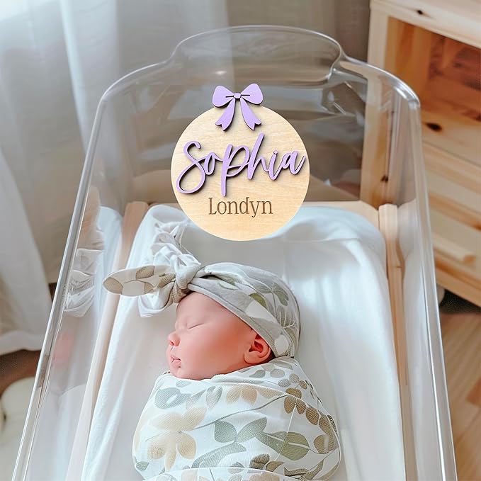 Generic Personalized 3D Baby Girl Name Announcement Sign - Custom Newborn Birth Stats - Hospital Photo Prop - Multiple Sizes & Fonts - 30 Color Options