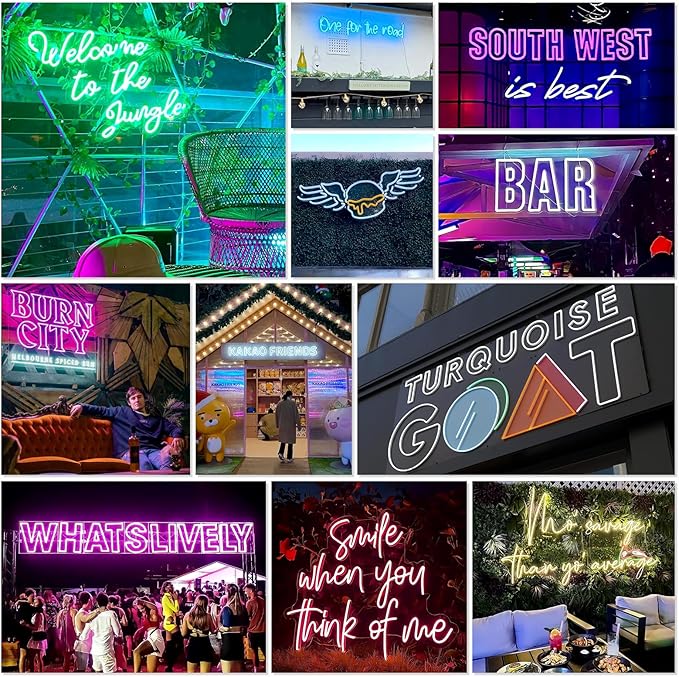 Custom Outdoor Neon Sign for Business, Large Personalized IP67 Waterproof LED Sign with Remote, Customizable Outdoor Light Up Signs Battery Operated for Backyard Patio Poolside Office Storefront Business Logo Salon Bar Party Wedding